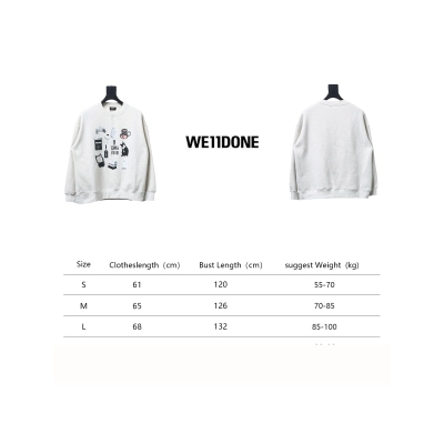We11 Done 24FW Cup Kitten Crew Neck Hoodie Light Grey 02