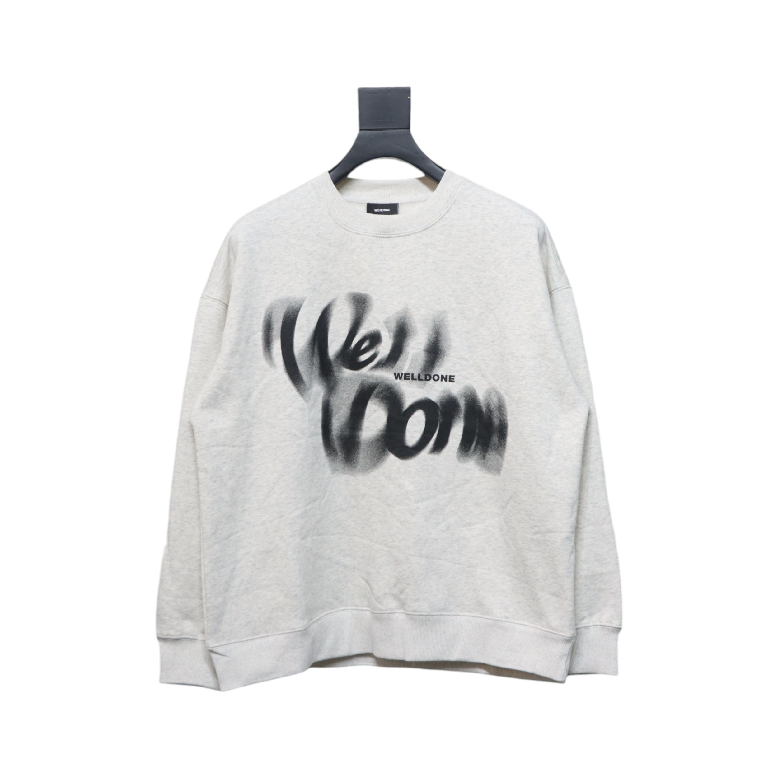 We11 Done 24FW Dynamic Lettering Round Neck Hoodie White
