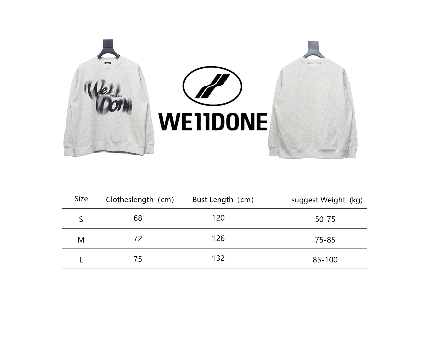 We11 Done 24FW Dynamic Lettering Round Neck Hoodie White