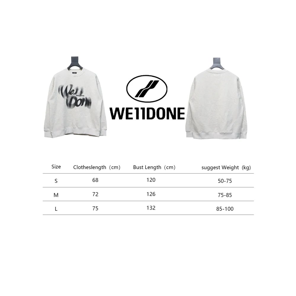 We11 Done 24FW Dynamic Lettering Round Neck Hoodie White