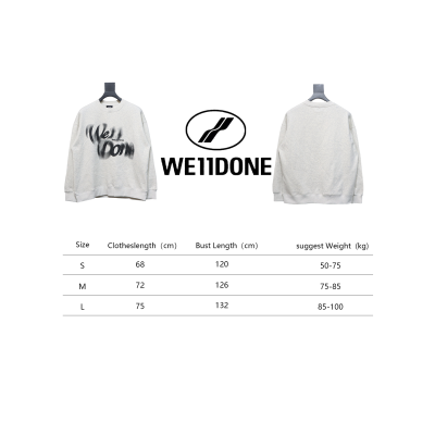 We11 Done 24FW Dynamic Lettering Round Neck Hoodie White 02