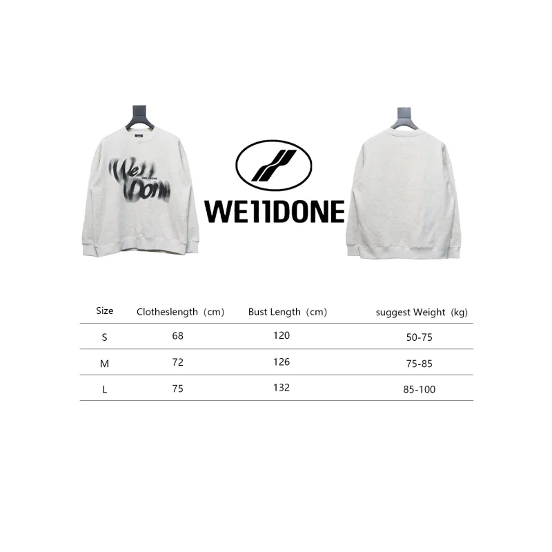We11 Done 24FW Dynamic Lettering Round Neck Hoodie White