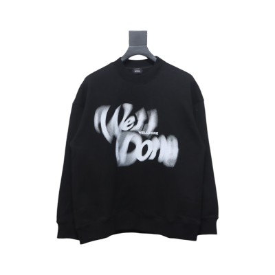 We11 Done 24FW Dynamic Lettering Round Neck Hoodie Black 01