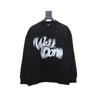 We11 Done 24FW Dynamic Lettering Round Neck Hoodie Black 01