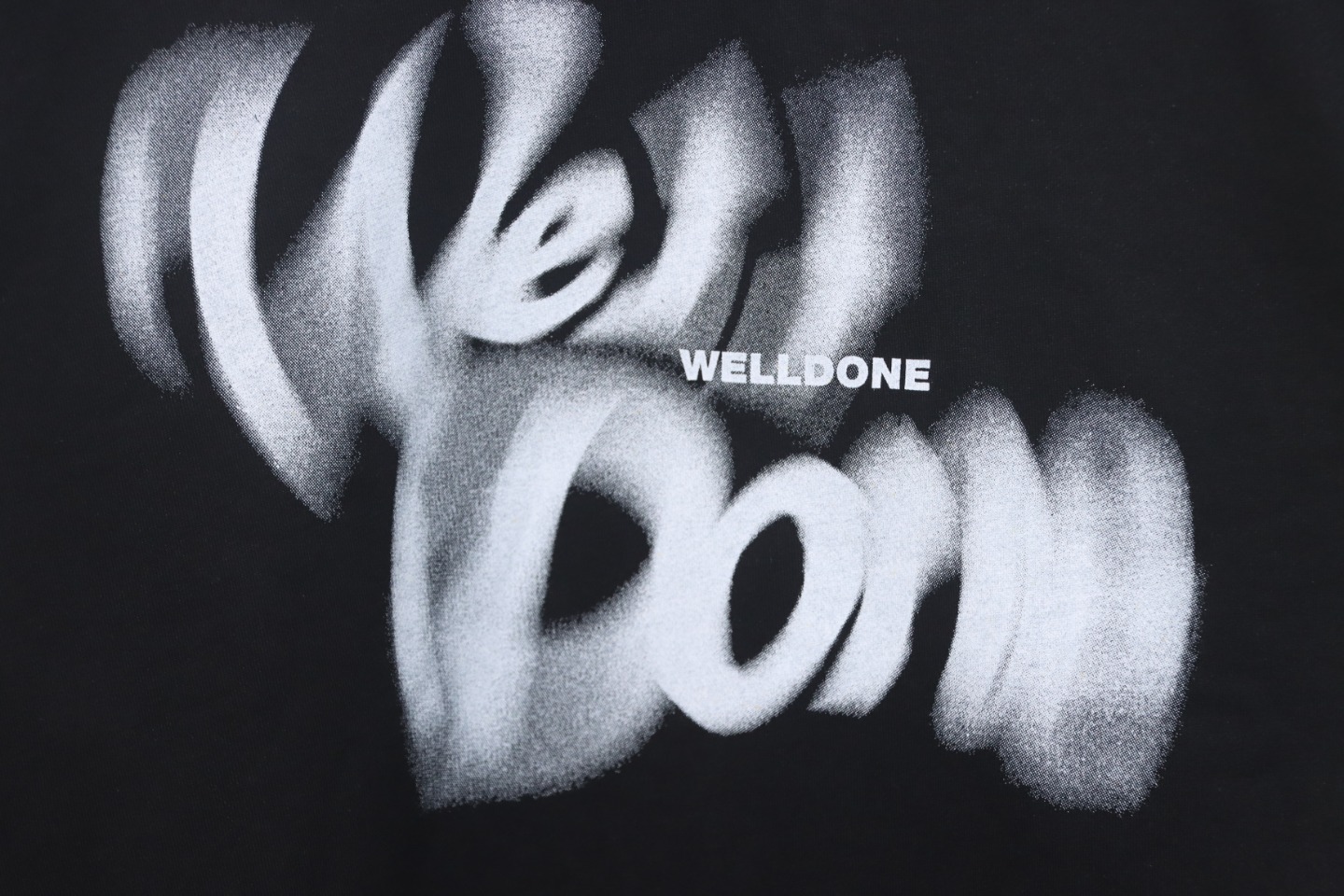 We11 Done 24FW Dynamic Lettering Round Neck Hoodie Black