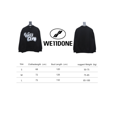 We11 Done 24FW Dynamic Lettering Round Neck Hoodie Black 02