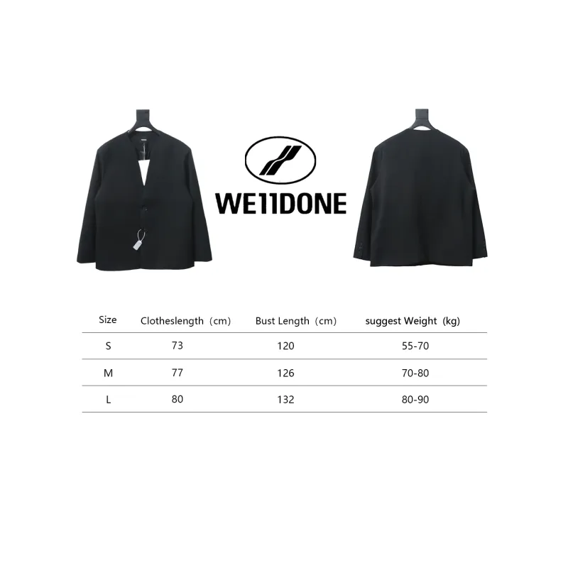 WE11 DONE 24FW G-Dragon Same Style Wool Collarless Suit Black