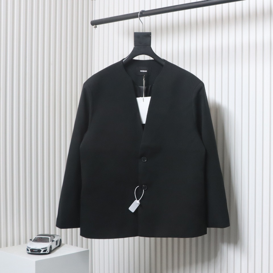 WE11 DONE 24FW G-Dragon Same Style Wool Collarless Suit Black