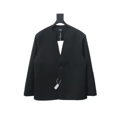 WE11 DONE 24FW G-Dragon Same Style Wool Collarless Suit Black 01
