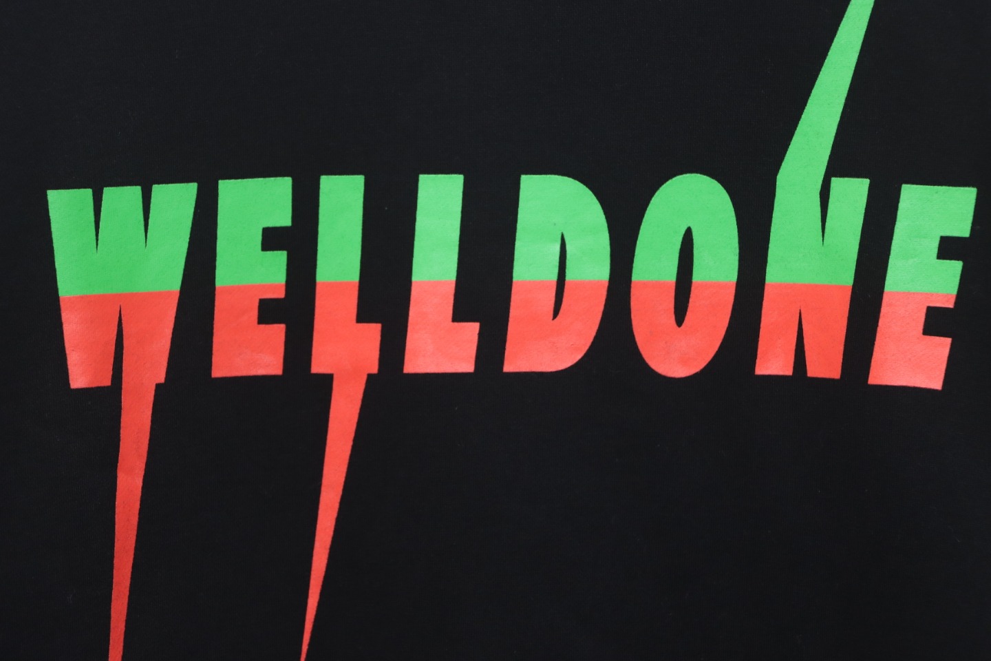 We11 Done 24FW Lightning Letters Crewneck Hoodie Black