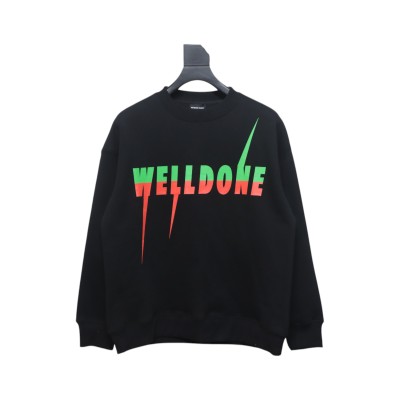 We11 Done 24FW Lightning Letters Crewneck Hoodie Black 01