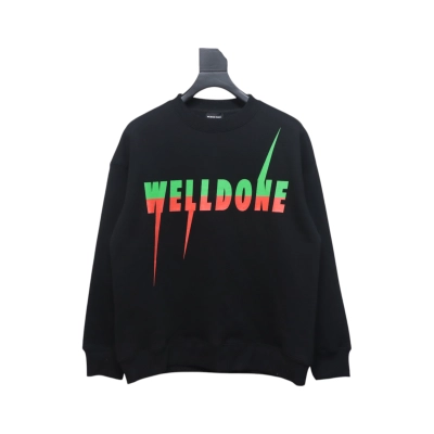 We11 Done 24FW Lightning Letters Crewneck Hoodie Black 01