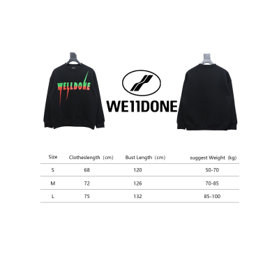 We11 Done 24FW Lightning Letters Crewneck Hoodie Black 02
