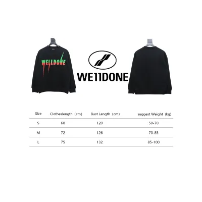 We11 Done 24FW Lightning Letters Crewneck Hoodie Black 02