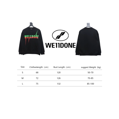 We11 Done 24FW Lightning Letters Crewneck Hoodie Black 02