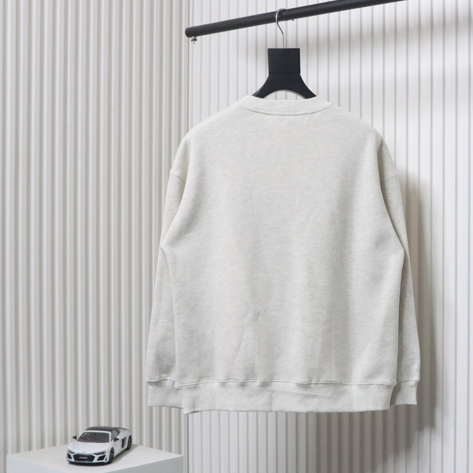 We11 Done 24FW Lightning Letters Crewneck Hoodie Light Grey