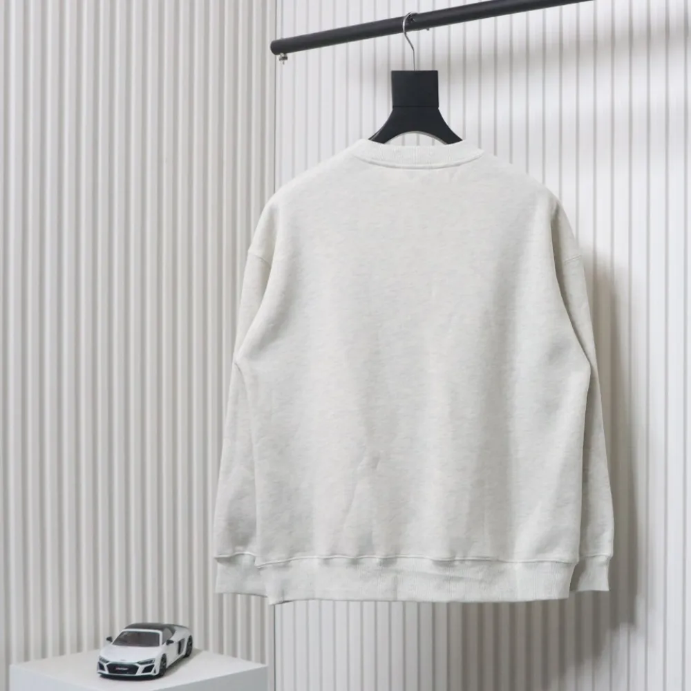 We11 Done 24FW Lightning Letters Crewneck Hoodie Light Grey