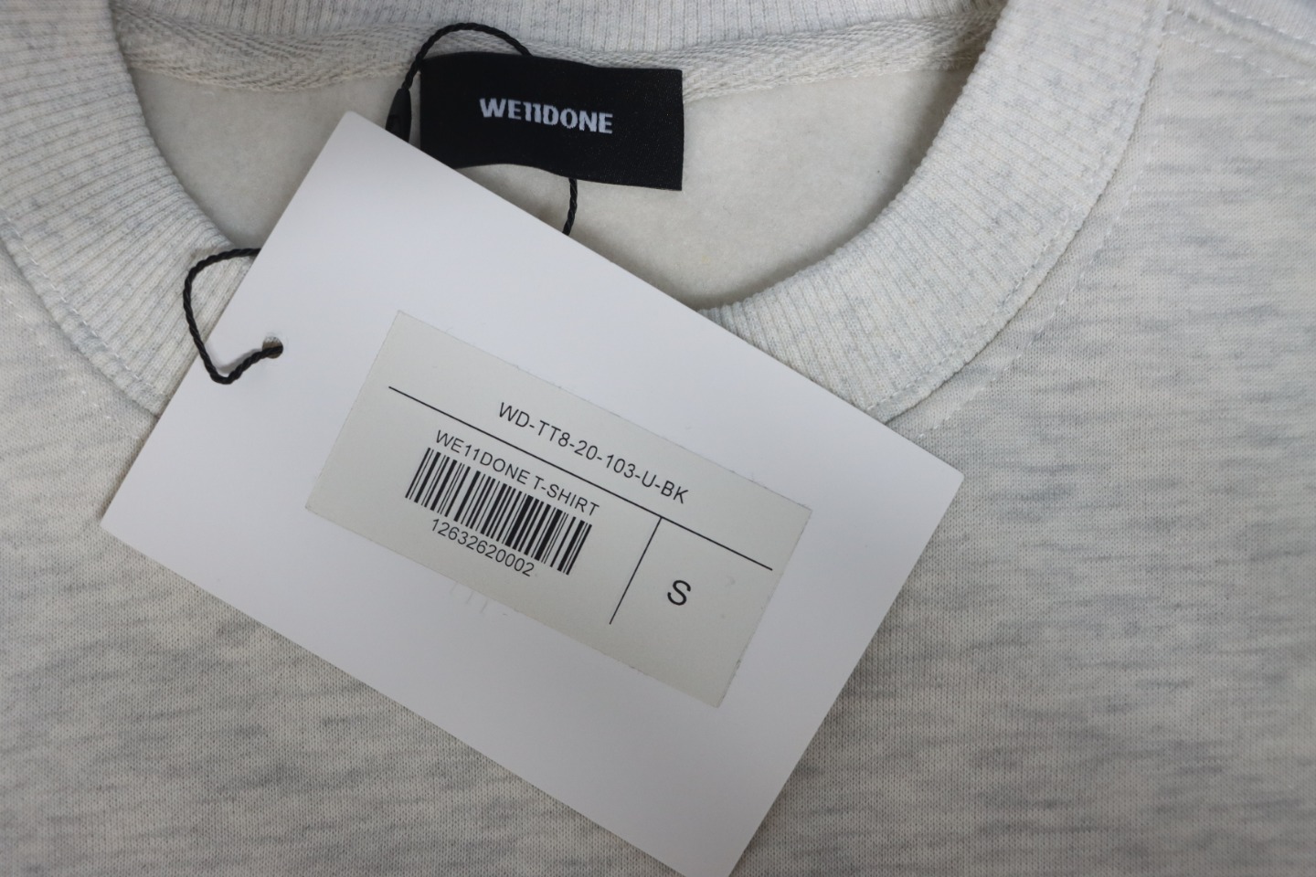 We11 Done 24FW Lightning Letters Crewneck Hoodie Light Grey