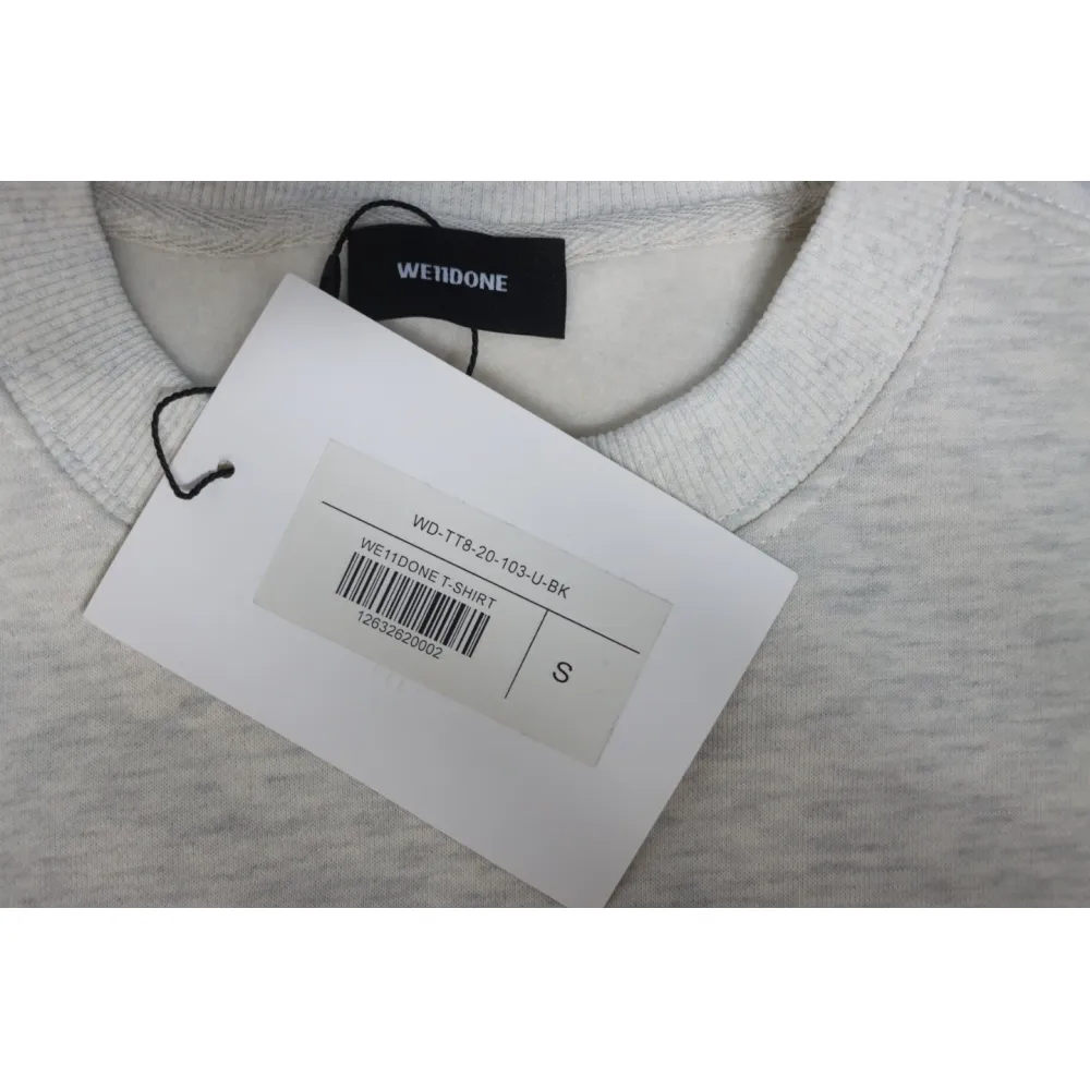 We11 Done 24FW Lightning Letters Crewneck Hoodie Light Grey