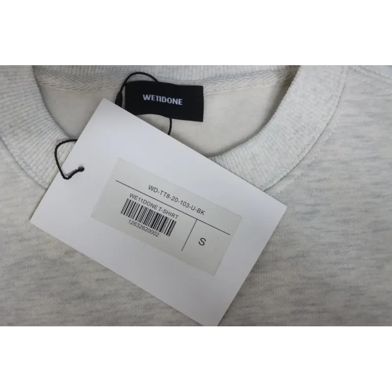 We11 Done 24FW Lightning Letters Crewneck Hoodie Light Grey