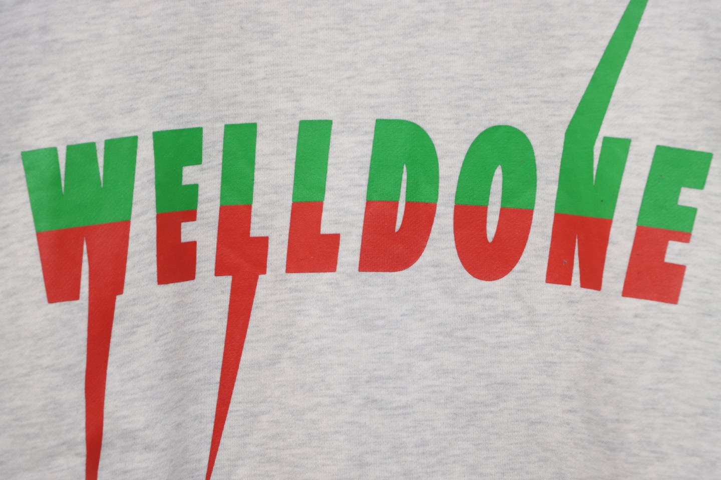 We11 Done 24FW Lightning Letters Crewneck Hoodie Light Grey