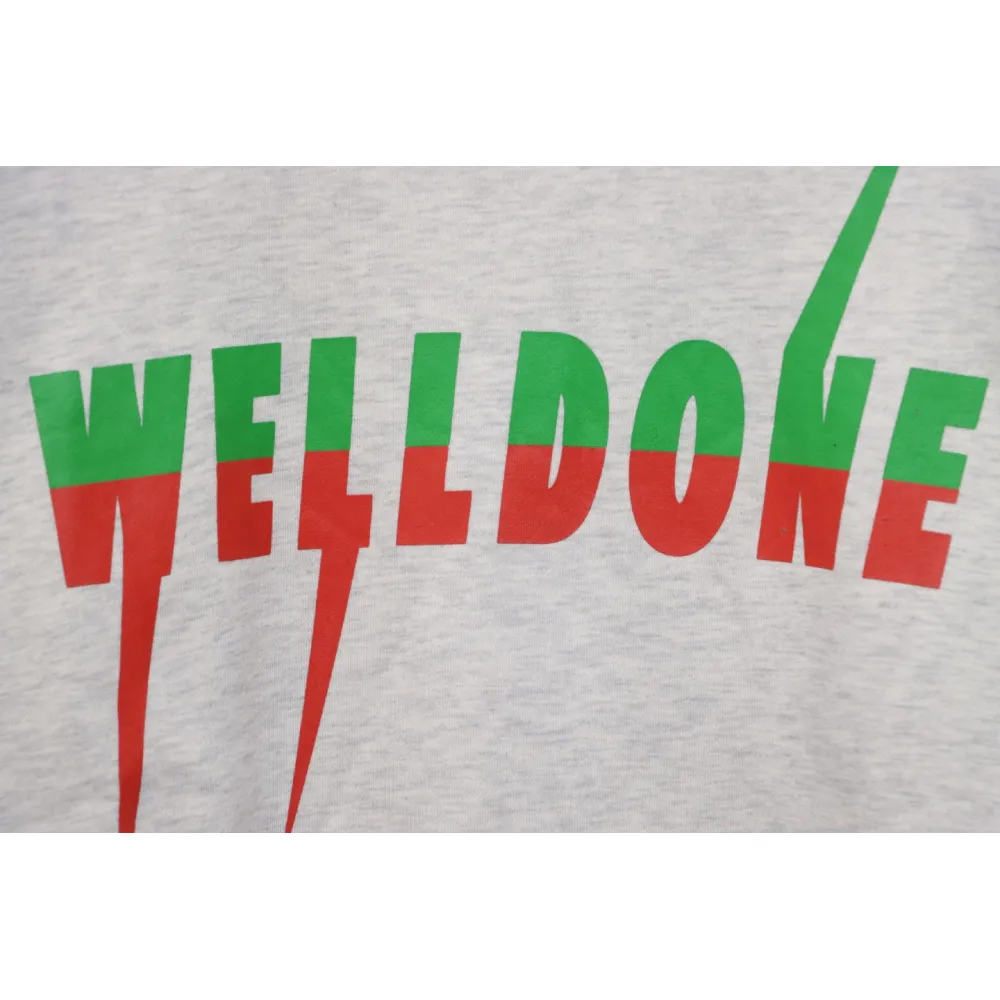 We11 Done 24FW Lightning Letters Crewneck Hoodie Light Grey