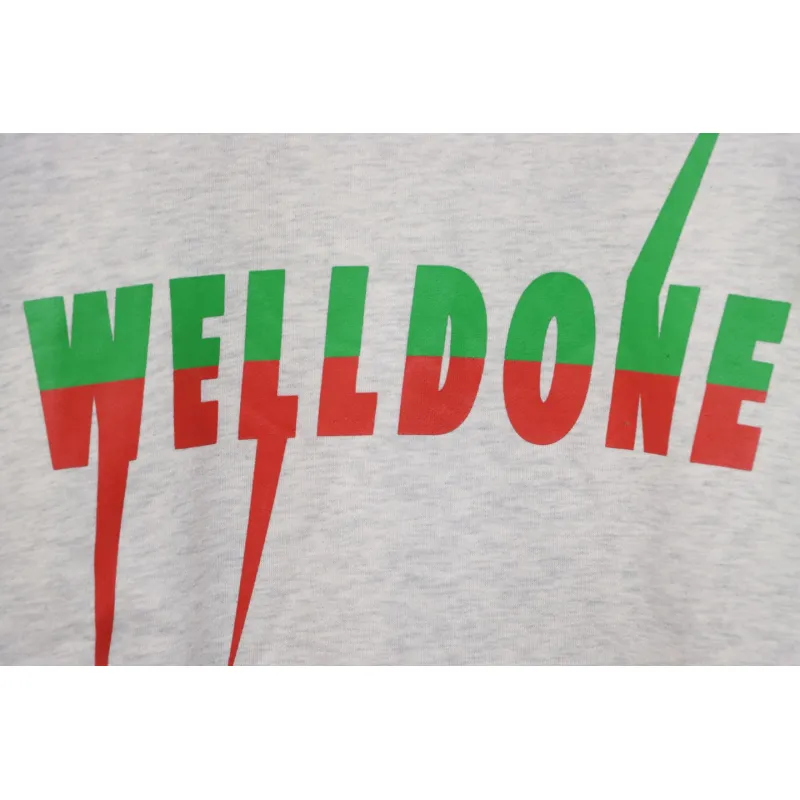 We11 Done 24FW Lightning Letters Crewneck Hoodie Light Grey