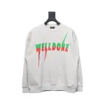 We11 Done 24FW Lightning Letters Crewneck Hoodie Light Grey