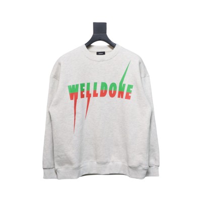 We11 Done 24FW Lightning Letters Crewneck Hoodie Light Grey 01
