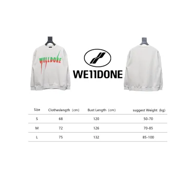 We11 Done 24FW Lightning Letters Crewneck Hoodie Light Grey 02