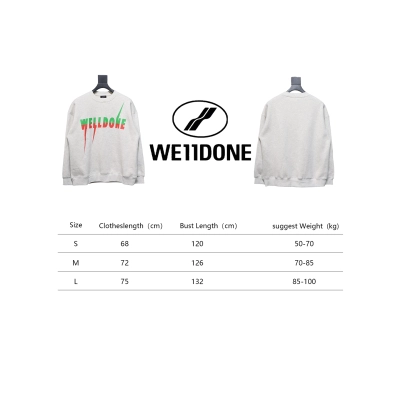 We11 Done 24FW Lightning Letters Crewneck Hoodie Light Grey 02