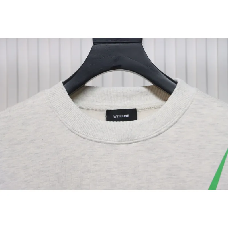 We11 Done 24FW Lightning Letters Crewneck Hoodie Light Grey