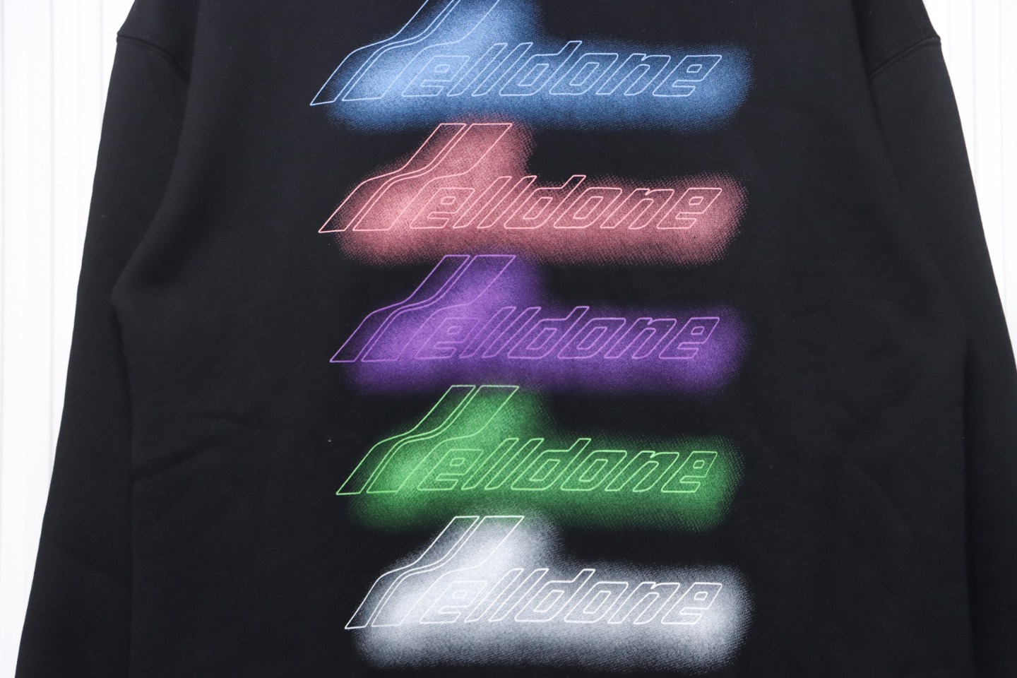 We11 Done 24FW Neon Barrage Crewneck Hoodie Black