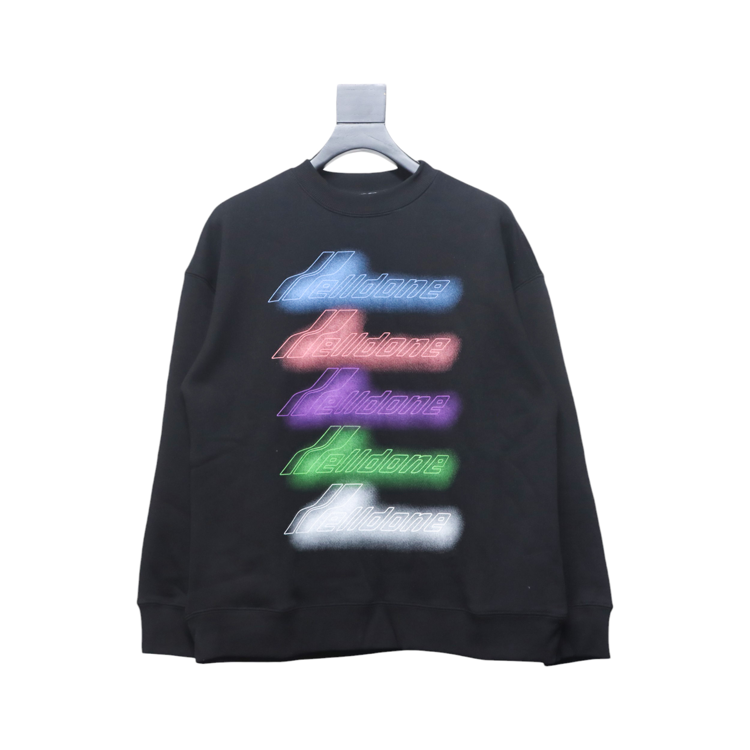 We11 Done 24FW Neon Barrage Crewneck Hoodie Black