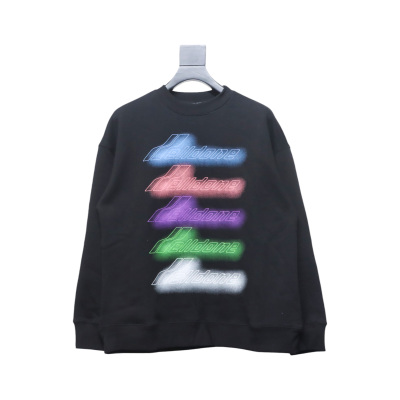 We11 Done 24FW Neon Barrage Crewneck Hoodie Black 01
