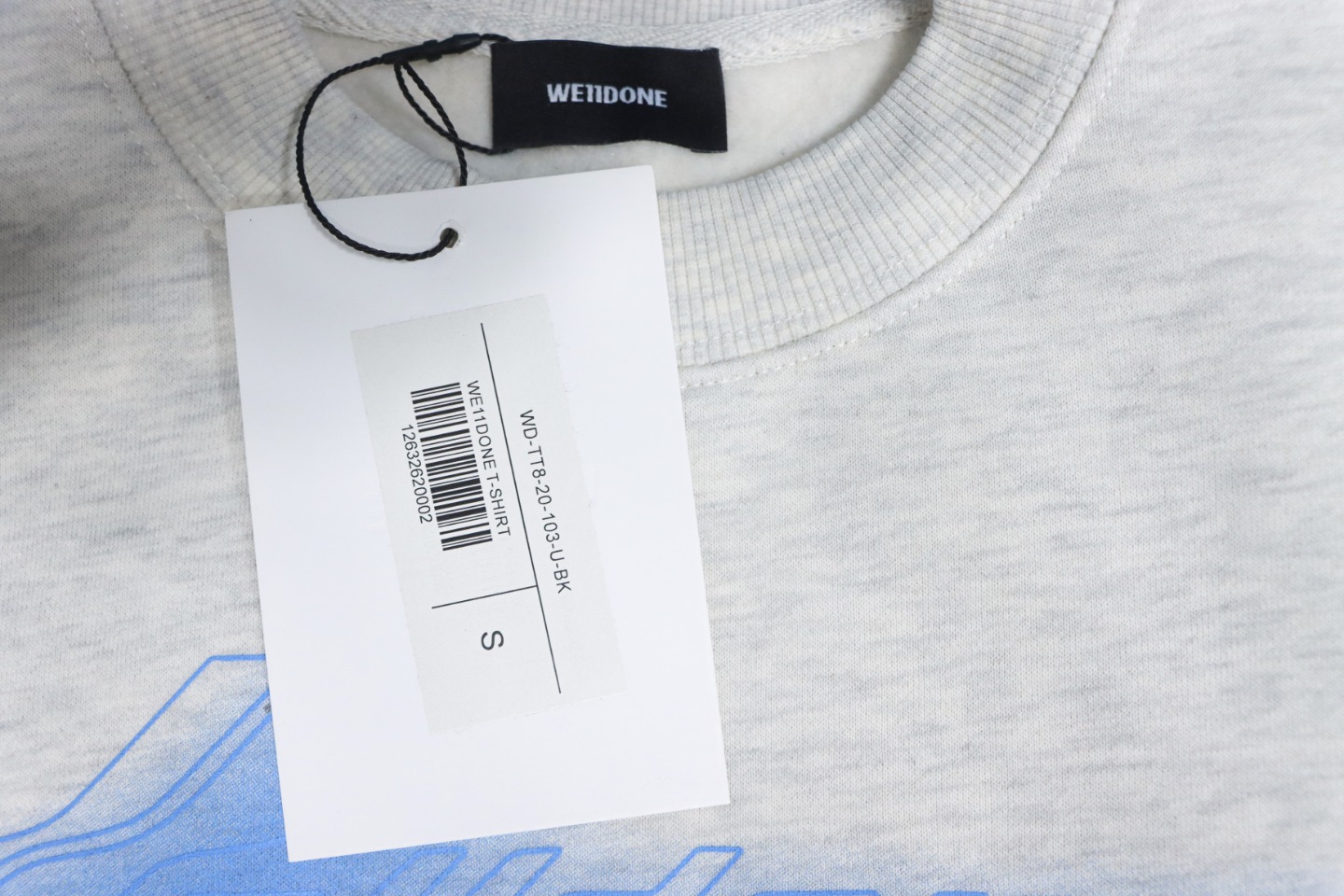 We11 Done 24FW Neon Barrage Crewneck Hoodie Light Grey