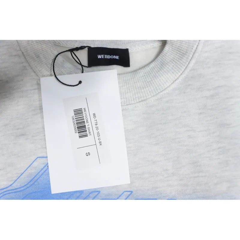 We11 Done 24FW Neon Barrage Crewneck Hoodie Light Grey