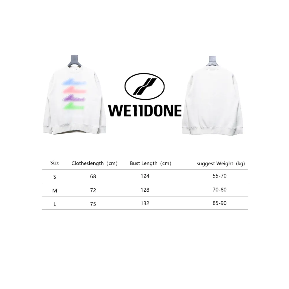 We11 Done 24FW Neon Barrage Crewneck Hoodie Light Grey