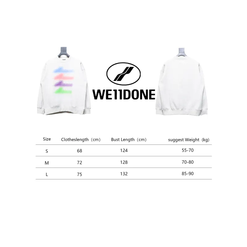 We11 Done 24FW Neon Barrage Crewneck Hoodie Light Grey
