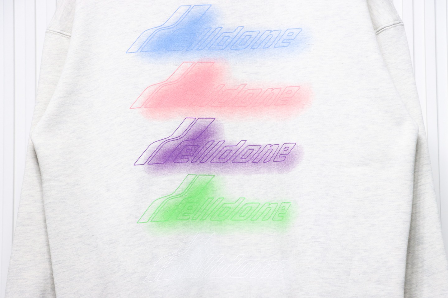 We11 Done 24FW Neon Barrage Crewneck Hoodie Light Grey