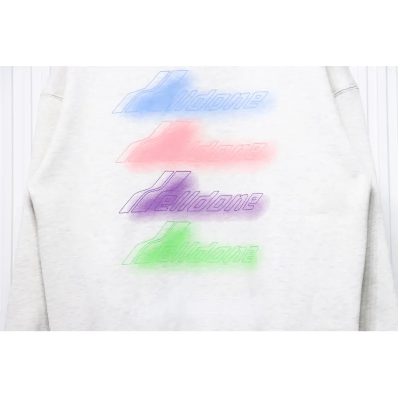 We11 Done 24FW Neon Barrage Crewneck Hoodie Light Grey
