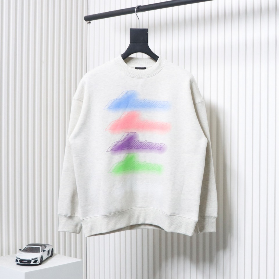 We11 Done 24FW Neon Barrage Crewneck Hoodie Light Grey