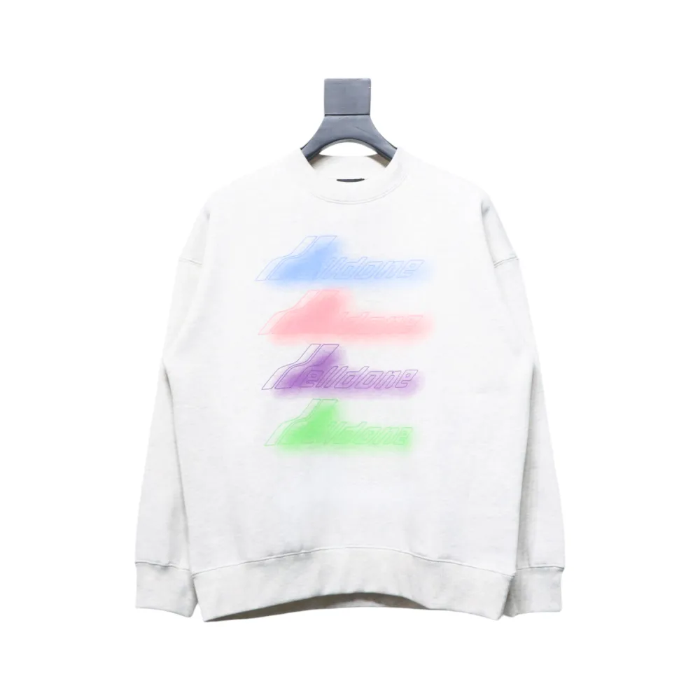 We11 Done 24FW Neon Barrage Crewneck Hoodie Light Grey