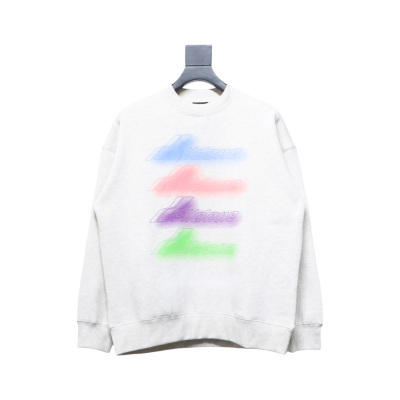 We11 Done 24FW Neon Barrage Crewneck Hoodie Light Grey 01