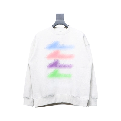 We11 Done 24FW Neon Barrage Crewneck Hoodie Light Grey 01