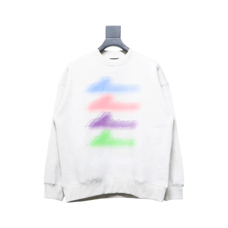We11 Done 24FW Neon Barrage Crewneck Hoodie Light Grey