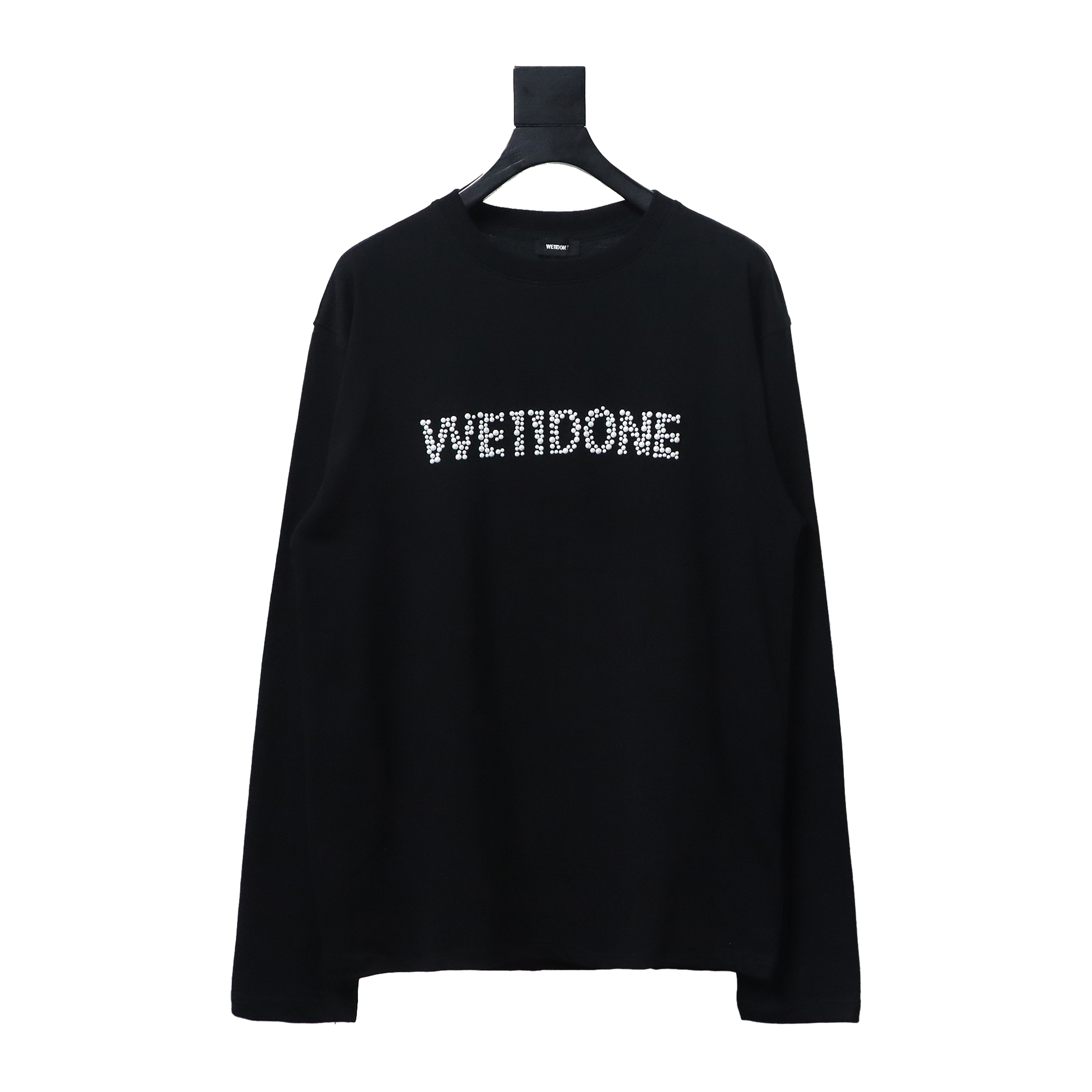 We11 Done 24FW Pearl Lettering Long Sleeve T-Shirt Black