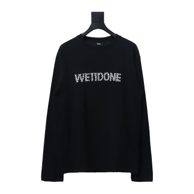 We11 Done 24FW Pearl Lettering Long Sleeve T-Shirt Black 01