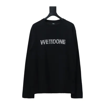 We11 Done 24FW Pearl Lettering Long Sleeve T-Shirt Black 01