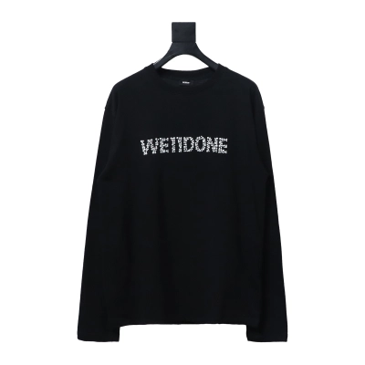 We11 Done 24FW Pearl Lettering Long Sleeve T-Shirt Black 01